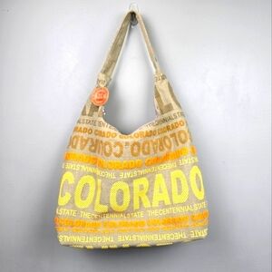 ROBIN RUTH Colorado Textured Canvas Tote Shoulder Bag Tan Orange Everyday Travel